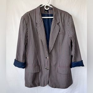 Vintage LizSport • Red & Blue Plaid Oversized Blazer Jacket